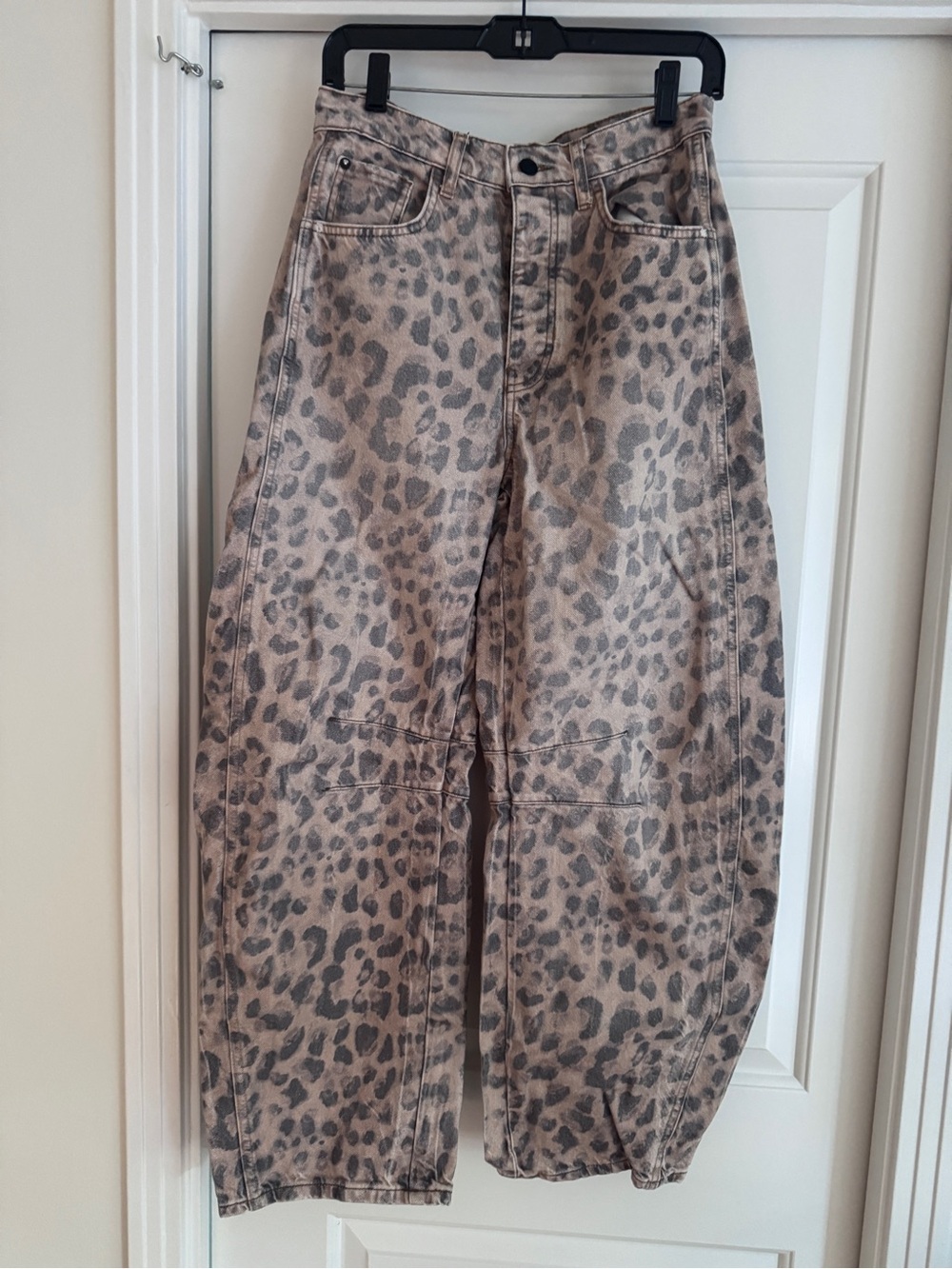 We The Free Leopard-Print Barrel Jeans